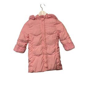 Calvin Klein Size 4T Girls Pink Puffer Trench Coat with Hood #I-5-14-500